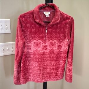 Talbots Pink and Red Fleece Half-Zip Sweatshirt